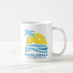 Caneca De Café Pickleball Tropical Palm Tree Sun Seu Texto Person