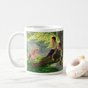 Caneca De Café Picnic da família Vintage em uma árvore sombreada