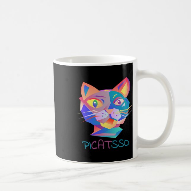 Caneca De Café Pico Art Funny Abstrato Cat (Direita)