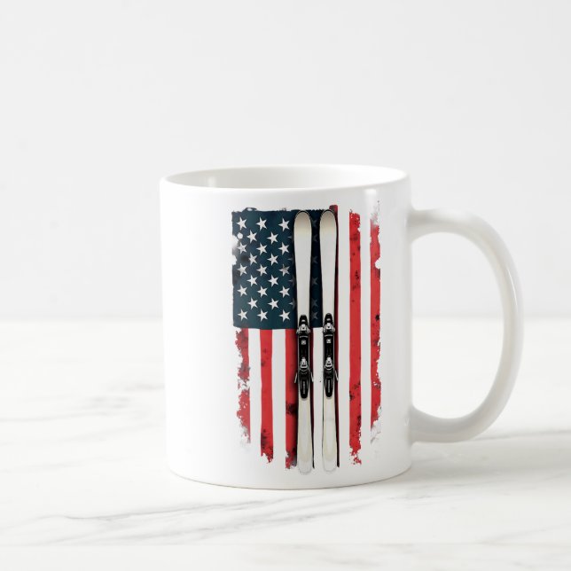 Caneca De Café Pico de Esqui Alpino do Bandeira Americano _6 (Direita)