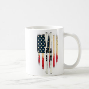 Caneca De Café Pico de Esqui Alpino do Flag Americano _1