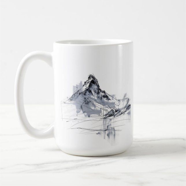 Caneca De Café Pico de montanha abstrato (Esquerda)