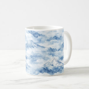 Caneca De Café Picos Nebulosos – Paisagem Montanhosa em Aquarela