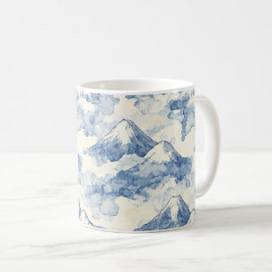 Caneca De Café Picos Nebulosos – Paisagem Montanhosa em Aquarela