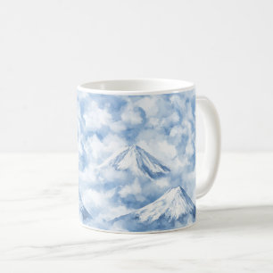Caneca De Café Picos Nebulosos – Paisagem Montanhosa em Aquarela
