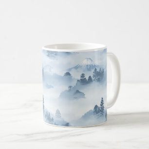 Caneca De Café Picos Nebulosos – Paisagem Montanhosa em Aquarela