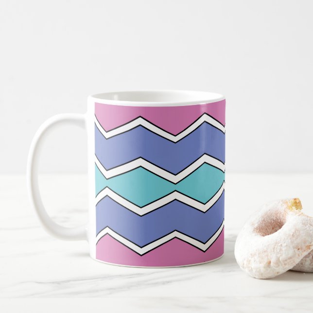Caneca De Café Picos vibrantes ZigZag (Com Donut)