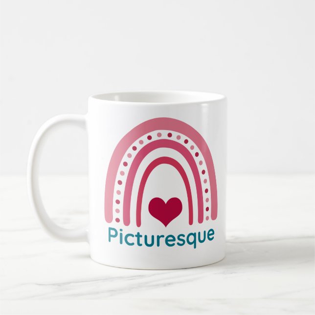 Caneca De Café Picturesque Viva Magenta Boho Arco-íris (Esquerda)