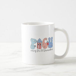 Caneca De Café Picu Enfermeira 4 de julho cuidando de fogos peque