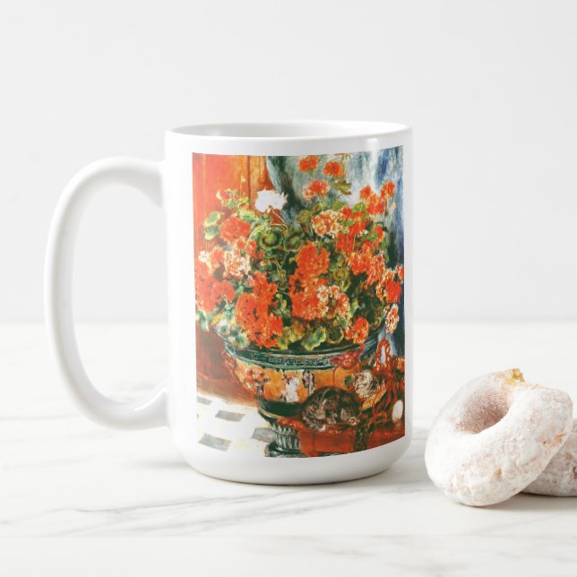 Caneca De Café Pierre-Auguste Renoir Geraniums E Cats (Com Donut)