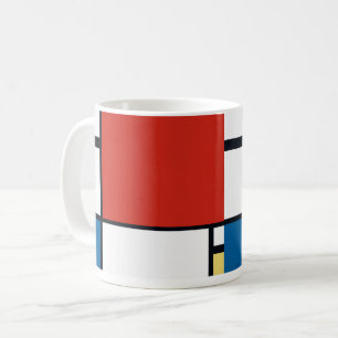Caneca De Café Piet Mondrian - Abstrato Geométrico de Composição
