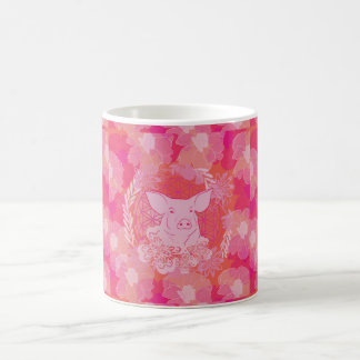 Caneca De Café pig,flower of life, blue, mandala,zen,chakra,patt