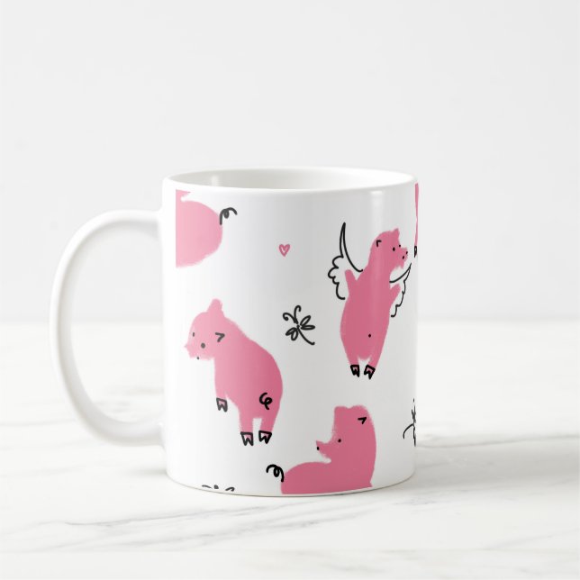 Caneca De Café Piglet Fantasy: Design Whimsical Seamless. (Esquerda)