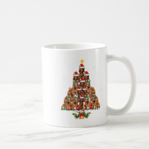 Caneca De Café Pijama de Natal do Dachshund Árvore de Natal Luzes