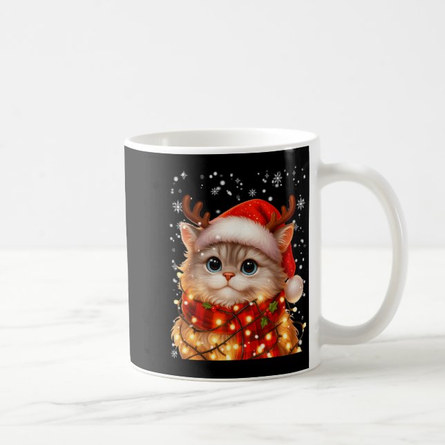 Caneca De Café Pijamas de Natal com Desenho de Gato Fofo para Mul (Direita)