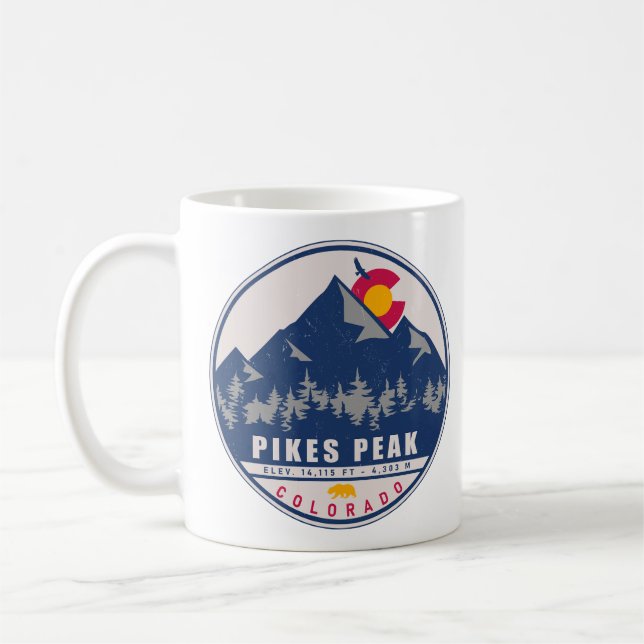 Caneca De Café Pikes Peak Colorado Retro Sunset Souvenirs (Esquerda)