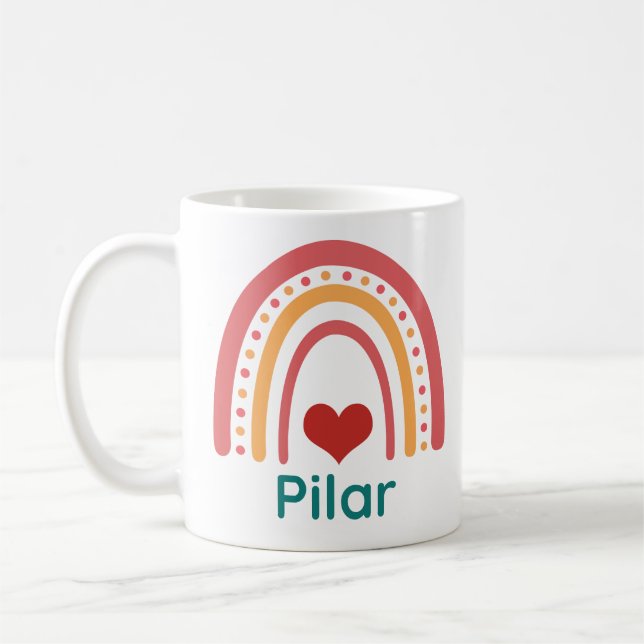 Caneca De Café Pilar Vintage Boho Rainbow (Esquerda)