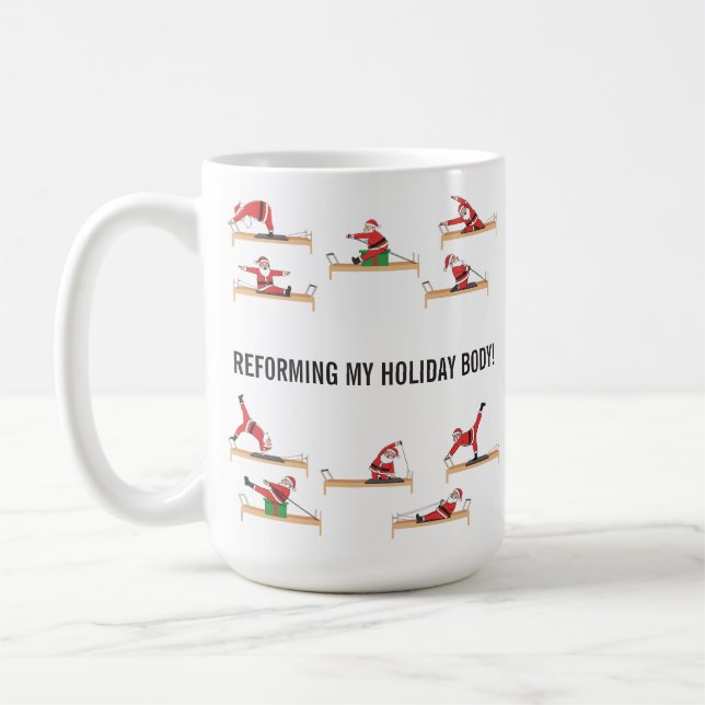 Caneca De Café Pilates Papai Noel Reformer Natal (Esquerda)