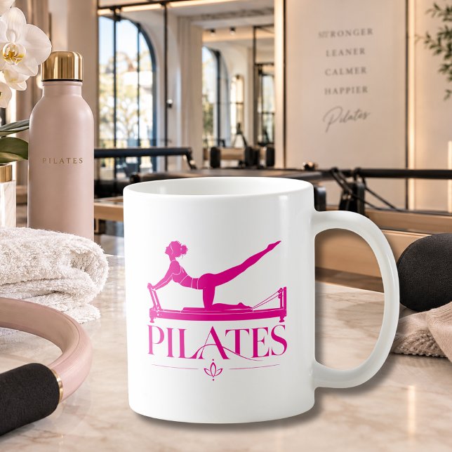 Caneca De Café Pilates Reformer Rosa Choque (Pilates Reformer Hot Pink Coffee Mug )