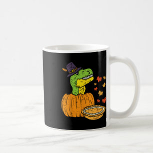Caneca De Café Pilgrim Trex Dinosaur Pumpkin Pie Kid de Ação de G
