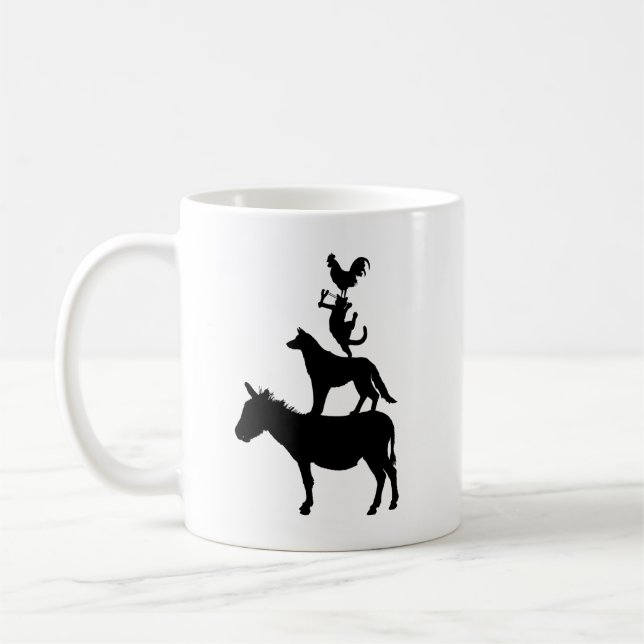 Caneca De Café Pilha de Animais, Cavalo, Cão, Gato, Galo (Esquerda)