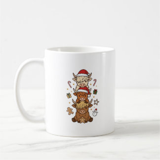 Caneca De Café Pilha de Vaca das Terras Altas de Natal Desenho de