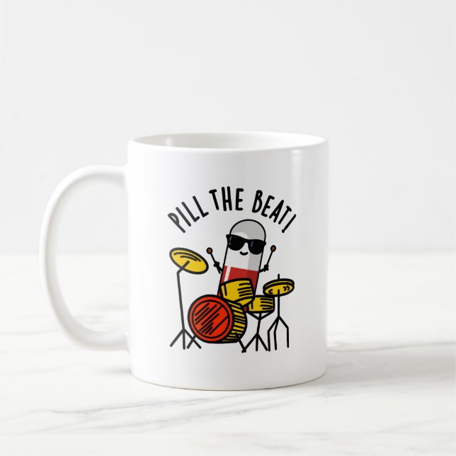 Caneca De Café Pill The Beat Funny Medicine Music Pun (Esquerda)