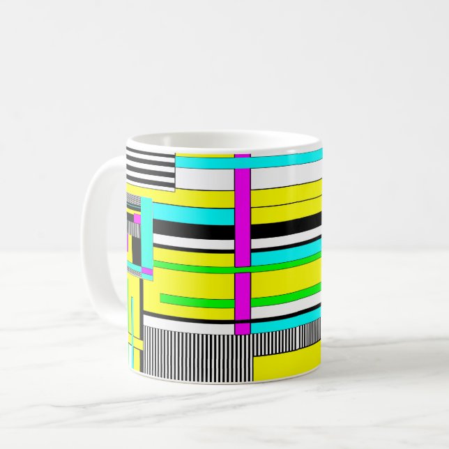 Caneca De Café Pillo de néon geométrico abstrato geométrico brilh (Frente Esquerda)