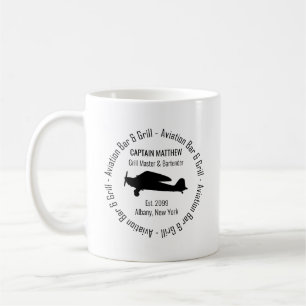 Caneca De Café Pilot Grill Master Bartender Aviation Bar & Grill
