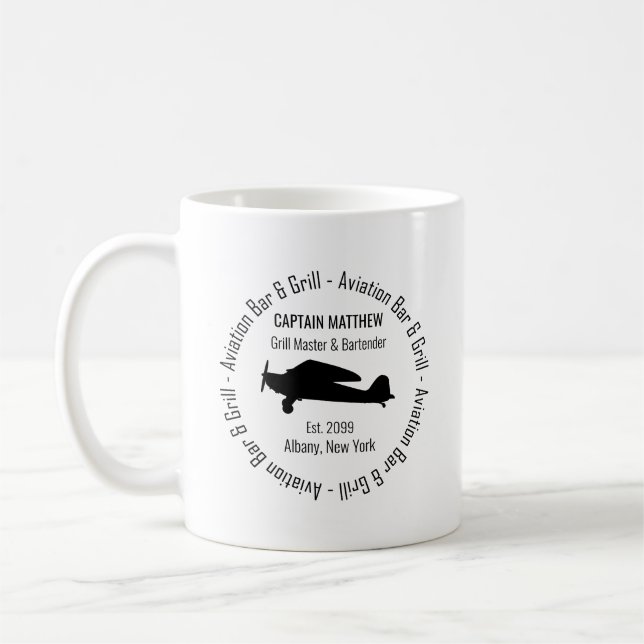 Caneca De Café Pilot Grill Master Bartender Aviation Bar & Grill (Esquerda)