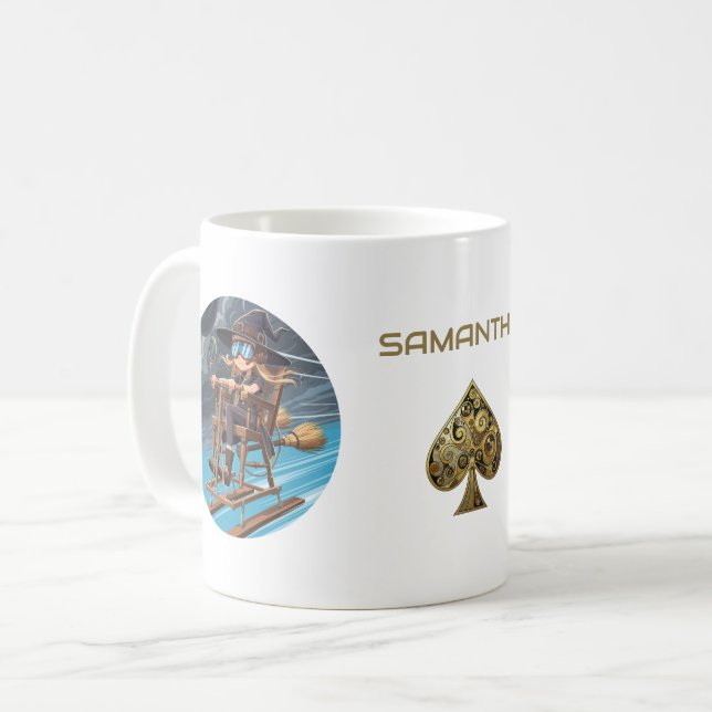 Caneca De Café Piloto Bruxa Adorável (Frente Esquerda)