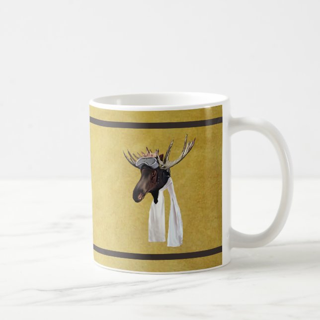 Caneca De Café Piloto de aviação de Moose Voadora (Direita)