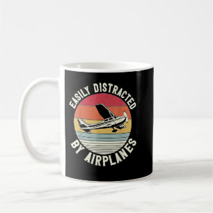Caneca De Café Piloto De Avião Vintage (Retro) facilmente distraí