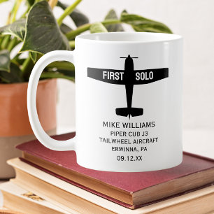 Caneca De Café Piloto de estudante Primeiro Avião Solo Personaliz