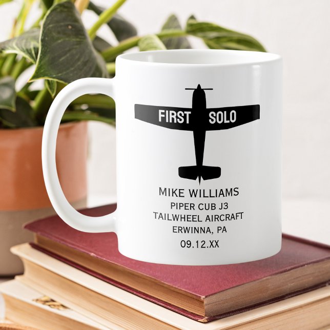 Caneca De Café Piloto de estudante Primeiro Avião Solo Personaliz (Criador carregado)