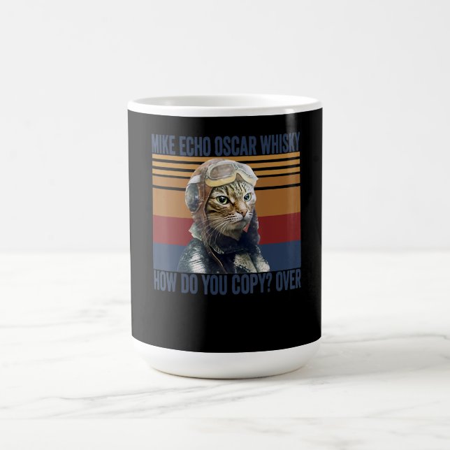 Caneca De Café Piloto de Gato Mike Echo Oscar Whisky - Presente (Centro)