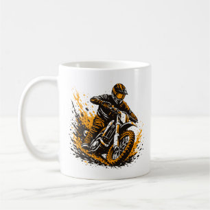 Caneca De Café Piloto de Motocross Deslizando com Força pela Lama