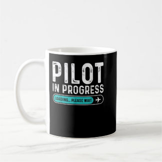 Caneca De Café Piloto em andamento Aguarde Piloto de Aviação Engr