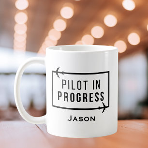 Caneca De Café Piloto em Andamento e Avião Viagem Moderna Persona