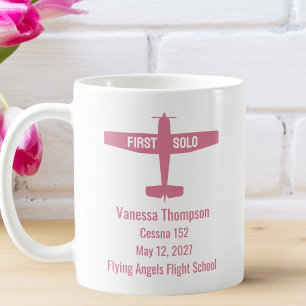 Caneca De Café Piloto Estudante Primeiro Voo Solo Avião Personali