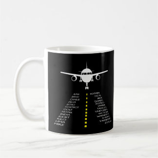 Caneca De Café Piloto fonético de avião Piloto Alfabet