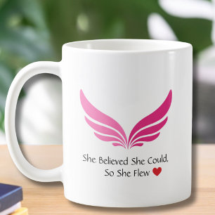 Caneca De Café Piloto Menina Aviadora Asas Rosa Motivacional Pers