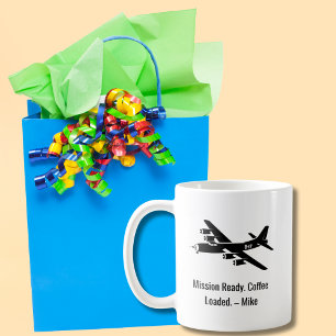 Caneca De Café Piloto Veterano Militar de Avião Antigo da II Guer