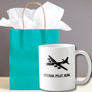 Caneca De Café Piloto Veterano Militar de Avião Antigo da II Guer