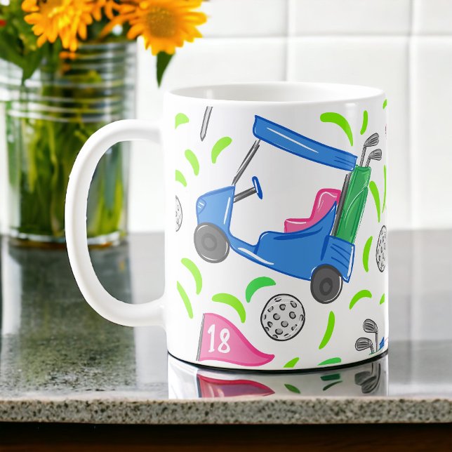 Caneca De Café Pílula de Golfe Verde Rosa (Criador carregado)