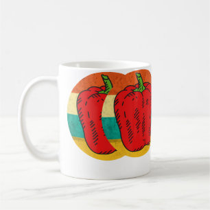 Caneca De Café Pimentão Vegetariano Pimentão Legumes Pimentão
