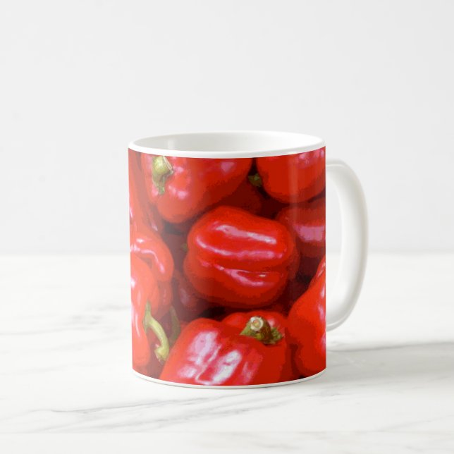 Caneca De Café Pimentos vermelhos em Design posterizado (Frente Esquerda)