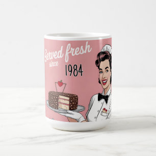 Caneca De Café Pin-Up de Lanchonete: Garçonete Retro e Ano Person