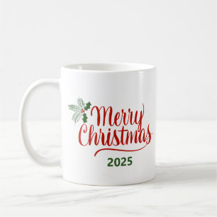 Caneca De Café Pincel Caligrafia Feliz Natal 2025
