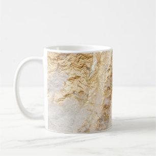 Caneca De Café Pincel de ouro branco pintou textura.